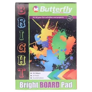 Butterfly A4 Bright Paper Board Pad 20 Pages
